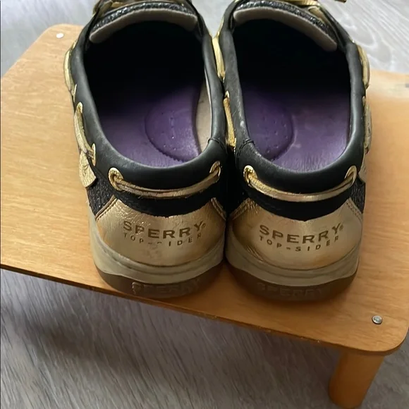 Sperry Black and Gold Flats with Nautical Elegance - Picture 2 of 8